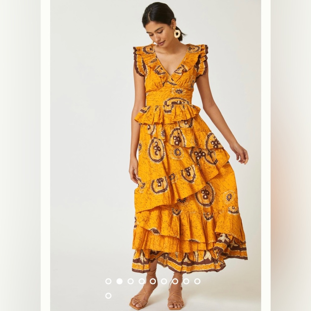 Anthropologie Love the label Adrienne ruffled boho maxi dress